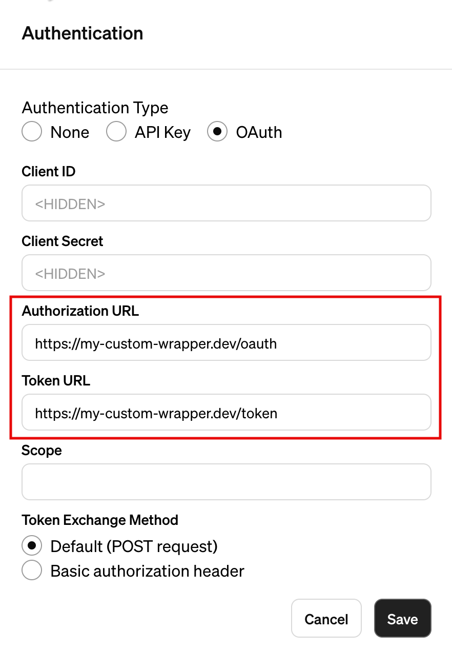 Custom GPT Oauth Setting Details